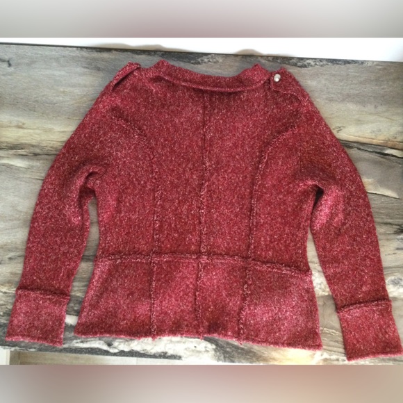 Marie Claire XL Acrylic Wool Blend Boucle Zip Up Cardigan Sweater Jacket Red - Picture 6 of 16